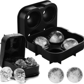 1pc 4 Skull Silicone Ice Ball Trays Summer Ice Cube Mold Silicone Mold Halloween Skull Ice Mold