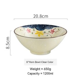 Creative Trumpet Bowl Ceramic Large Rain-hat Shaped Bowl (Option: 8inch Bowl Clear Color)
