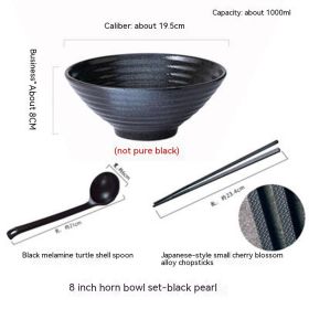 Household Ceramic Large Ramen Bowl Tableware Set (Option: 8inch Black Pearl Bowl Set)