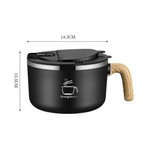 304 Stainless Steel Instant Noodle Bowl (Color: Black)