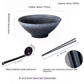 Household Ceramic Large Ramen Bowl Tableware Set (Option: 8inch Lunar December Bowl Set)
