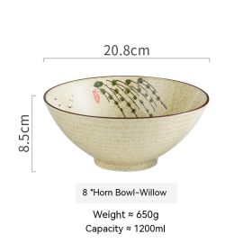 Creative Trumpet Bowl Ceramic Large Rain-hat Shaped Bowl (Option: 8inch Bowl Willow)