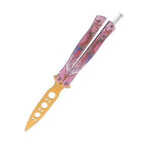 Butterfly Folding Knife Outdoor Training Flail Knife (Option: Peacock Pink-220)