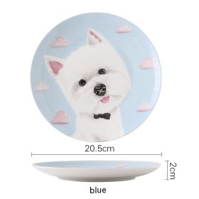 Western Highland Household Bone Porcelain Western Food Plate Dessert (Option: Blue-20.5CM)