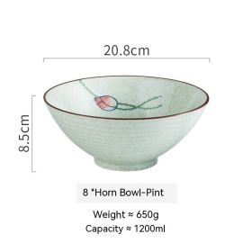 Creative Trumpet Bowl Ceramic Large Rain-hat Shaped Bowl (Option: 8inch Bowl Product Lotus)