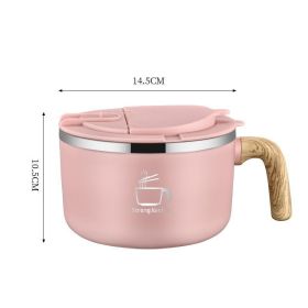 304 Stainless Steel Instant Noodle Bowl (Color: Pink)