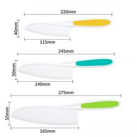 Wave Cutting Board Plastic Fruit Knife Set (Option: Green Blue Yellow Three Pieces)